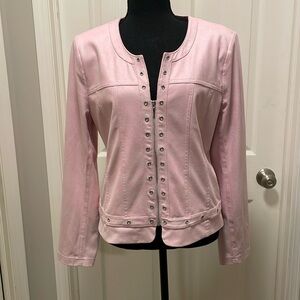 Laura Petites Size 14 faux suede Blazer with grommet detail Bubble Gum Pink